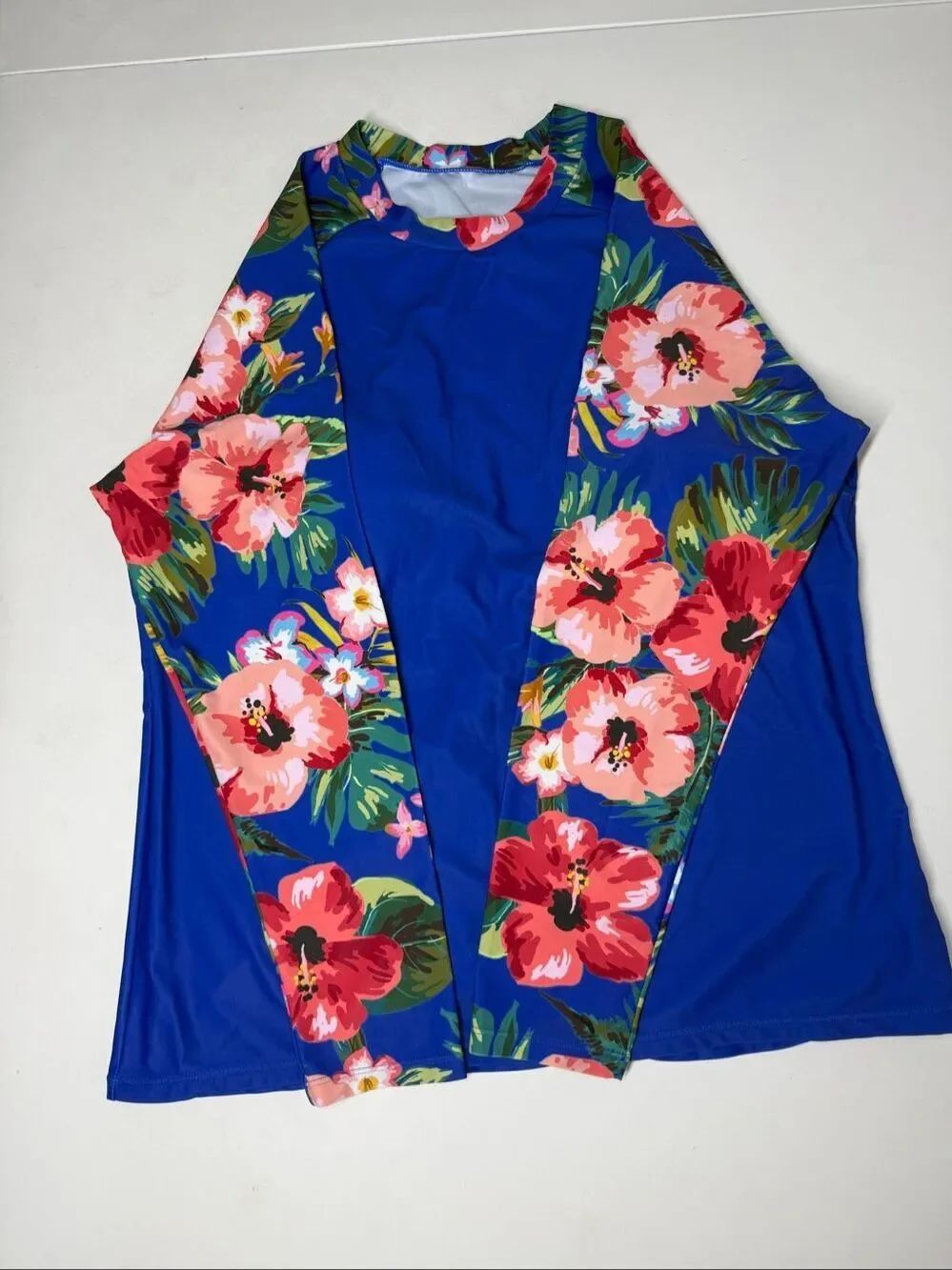 Womens Floral Rash Guard Swim Top Built In Bra Beach Surf Plus 2XL - Picture 4 of 11